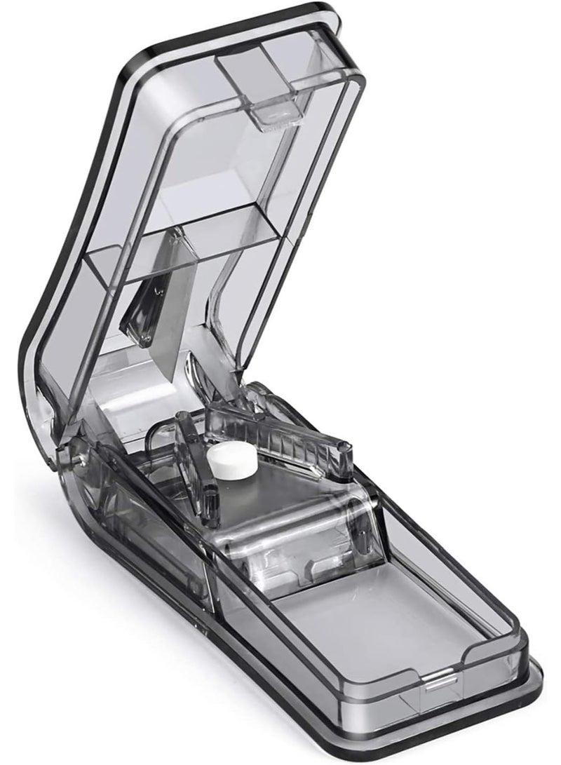 ChicAbode Travel Pill Cutter, Portable Tablet Cutter with Case, for Small or Large Pills Cut in Half Quarter Pills Tablets, Easily Cleanly Precisely (Black) - Image 1